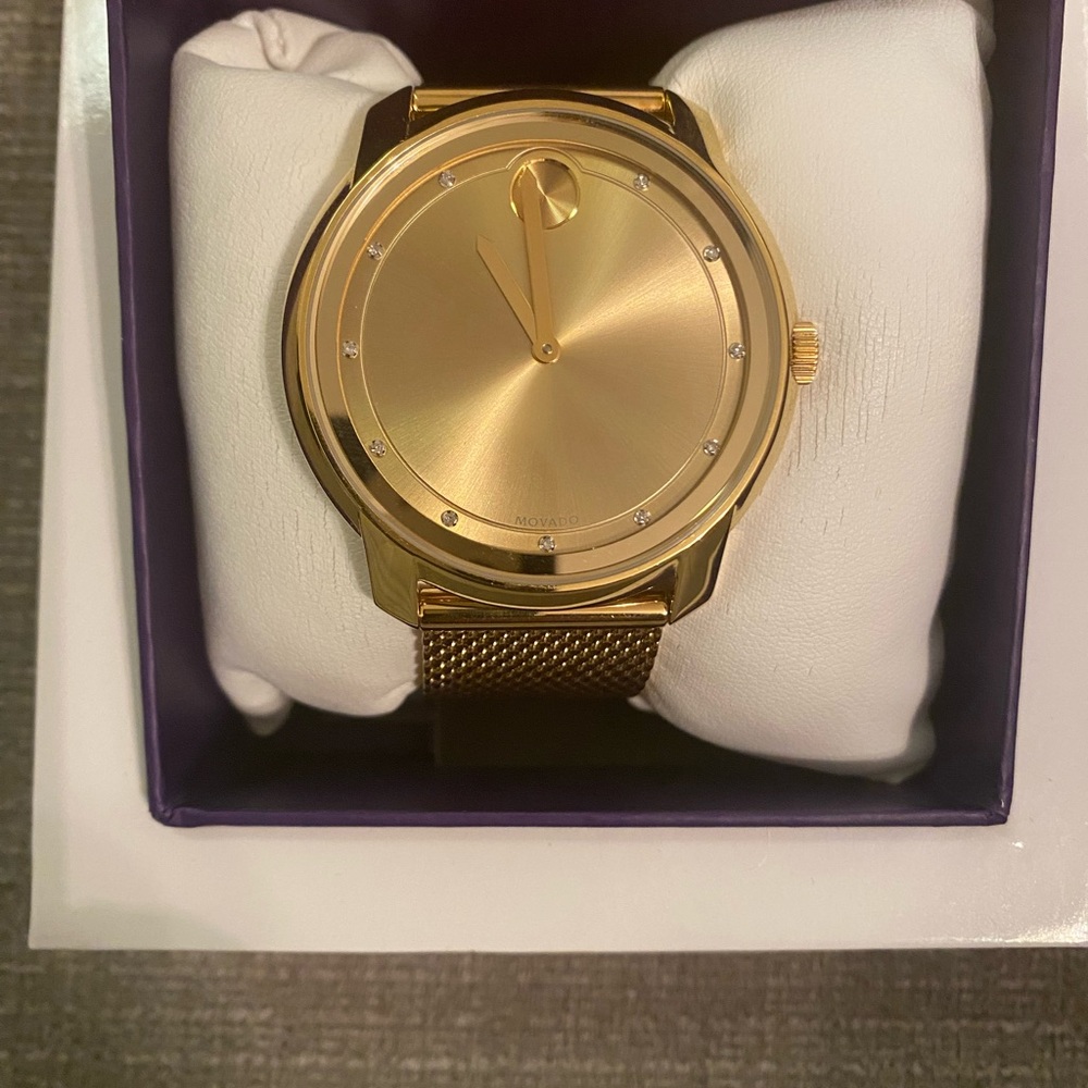 Movado Bold Men’s Gold Tone Watch With Diamond dial (item # 3600460)